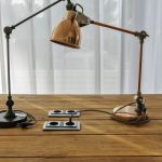 desk with lamp